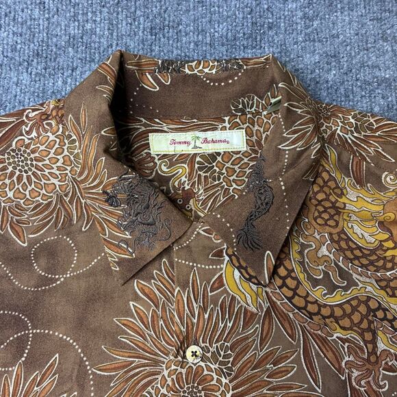 Tommy Bahama Other - Tommy Bahama Dragon Floral Hawaiian Shirt Mens XL Brown Short Sleeve Rayon Blend